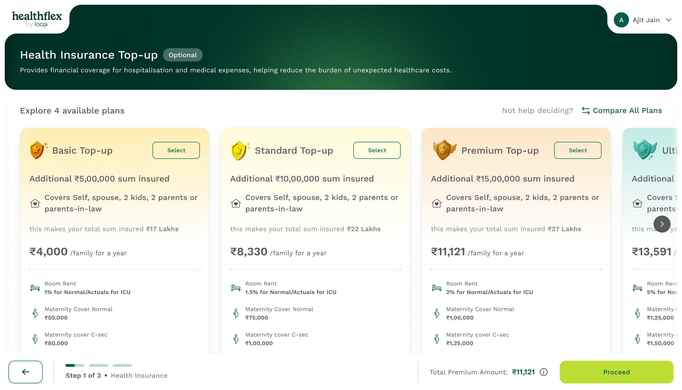 HealthFlex Enrolment Portal Interface